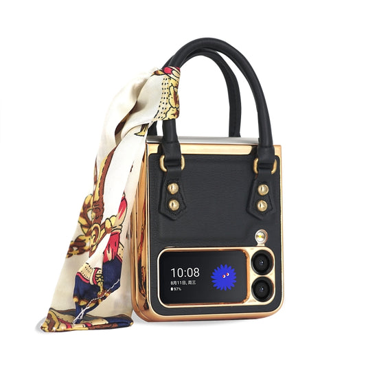 For Samsung Galaxy Z Flip3 5G Handbag Design Leather + PC Phone Case(Black) by buy2fix