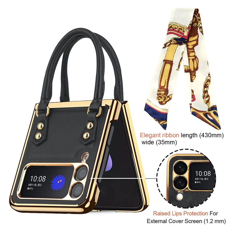 For Samsung Galaxy Z Flip3 5G Handbag Design Leather + PC Phone Case(Blue) by buy2fix