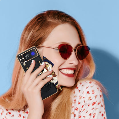 For Samsung Galaxy Z Flip3 5G Handbag Design Leather + PC Phone Case(Black) by buy2fix