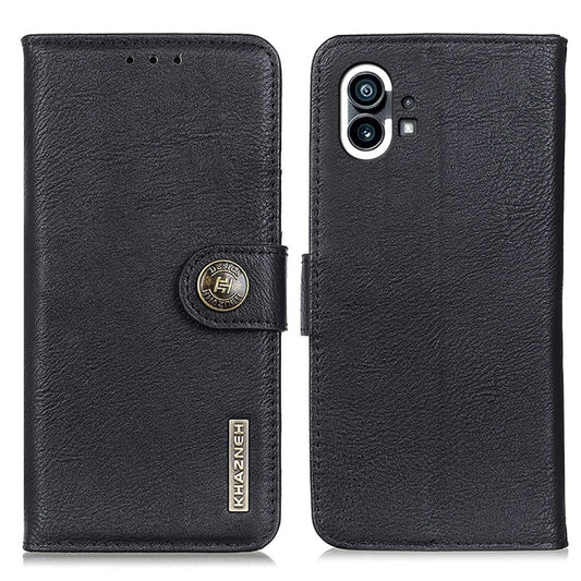 For Nothing Phone 1 KHAZNEH Cowhide Texture Leather Phone Case(Black) - Nothing Cases by buy2fix | Online Shopping UK | buy2fix