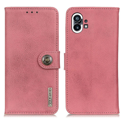 For Nothing Phone 1 KHAZNEH Cowhide Texture Leather Phone Case(Pink) - Nothing Cases by buy2fix | Online Shopping UK | buy2fix