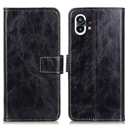 For Nothing Phone 1 Retro Crazy Horse Texture Horizontal Flip Leather Phone Case(Black) - Nothing Cases by buy2fix | Online Shopping UK | buy2fix