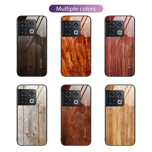 For OnePlus 10 Pro Wood Grain Glass Protective Case(Black) - OnePlus Cases by buy2fix | Online Shopping UK | buy2fix