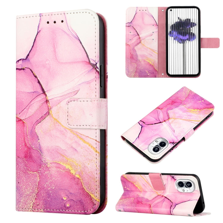 For Nothing Phone 1 PT003 Marble Pattern Flip Leather Phone Case(Pink Purple Gold) - Nothing Cases by buy2fix | Online Shopping UK | buy2fix
