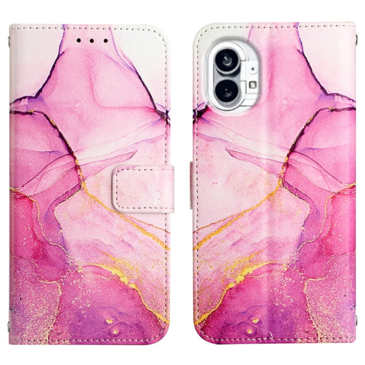 For Nothing Phone 1 PT003 Marble Pattern Flip Leather Phone Case(Pink Purple Gold) - Nothing Cases by buy2fix | Online Shopping UK | buy2fix