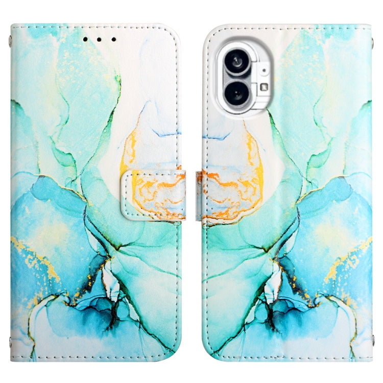 For Nothing Phone 1 PT003 Marble Pattern Flip Leather Phone Case(Green) - Nothing Cases by buy2fix | Online Shopping UK | buy2fix