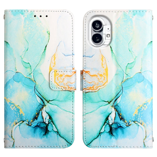 For Nothing Phone 1 PT003 Marble Pattern Flip Leather Phone Case(Green) - Nothing Cases by buy2fix | Online Shopping UK | buy2fix