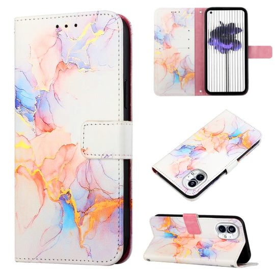 For Nothing Phone 1 PT003 Marble Pattern Flip Leather Phone Case(Galaxy Marble White)