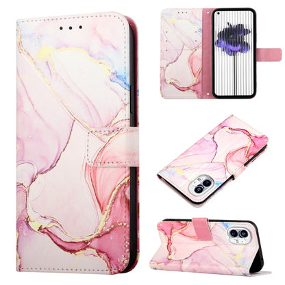 For Nothing Phone 1 PT003 Marble Pattern Flip Leather Phone Case(Rose Gold) - Nothing Cases by buy2fix | Online Shopping UK | buy2fix