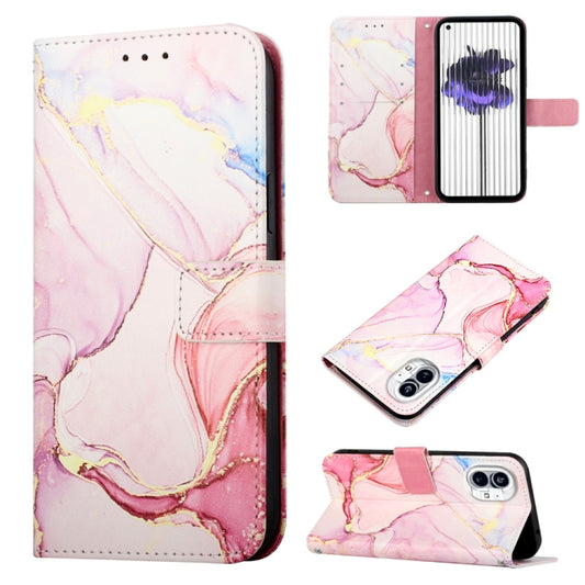 For Nothing Phone 1 PT003 Marble Pattern Flip Leather Phone Case(Rose Gold) - Nothing Cases by buy2fix | Online Shopping UK | buy2fix