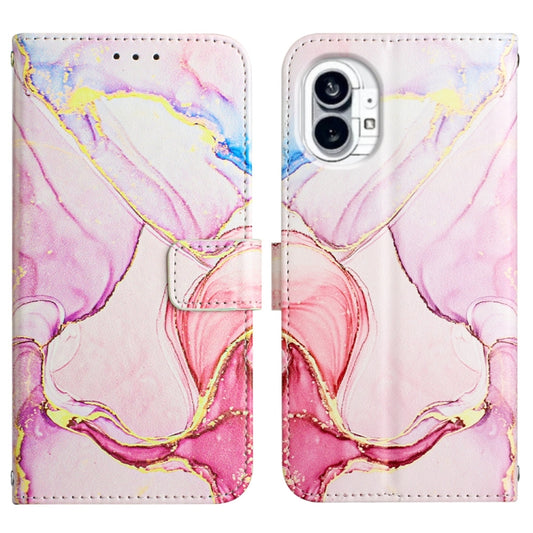 For Nothing Phone 1 PT003 Marble Pattern Flip Leather Phone Case(Rose Gold) - Nothing Cases by buy2fix | Online Shopping UK | buy2fix