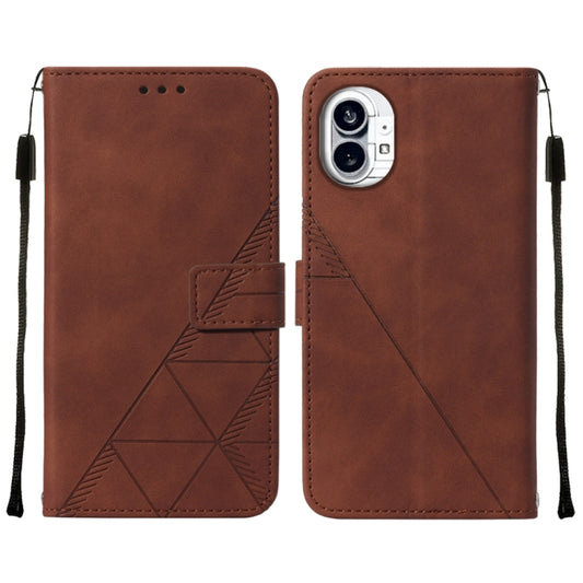For Nothing Phone 1 3D Embossed Flip Leather Phone Case(Brown) - Nothing Cases by buy2fix | Online Shopping UK | buy2fix