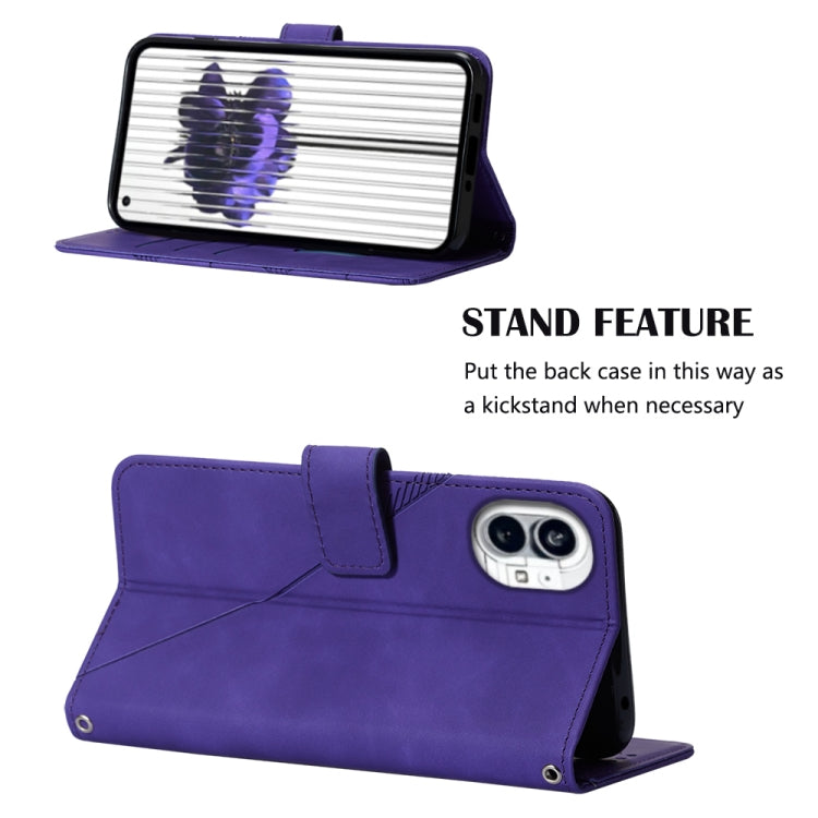 For Nothing Phone 1 3D Embossed Flip Leather Phone Case(Purple) - Nothing Cases by buy2fix | Online Shopping UK | buy2fix
