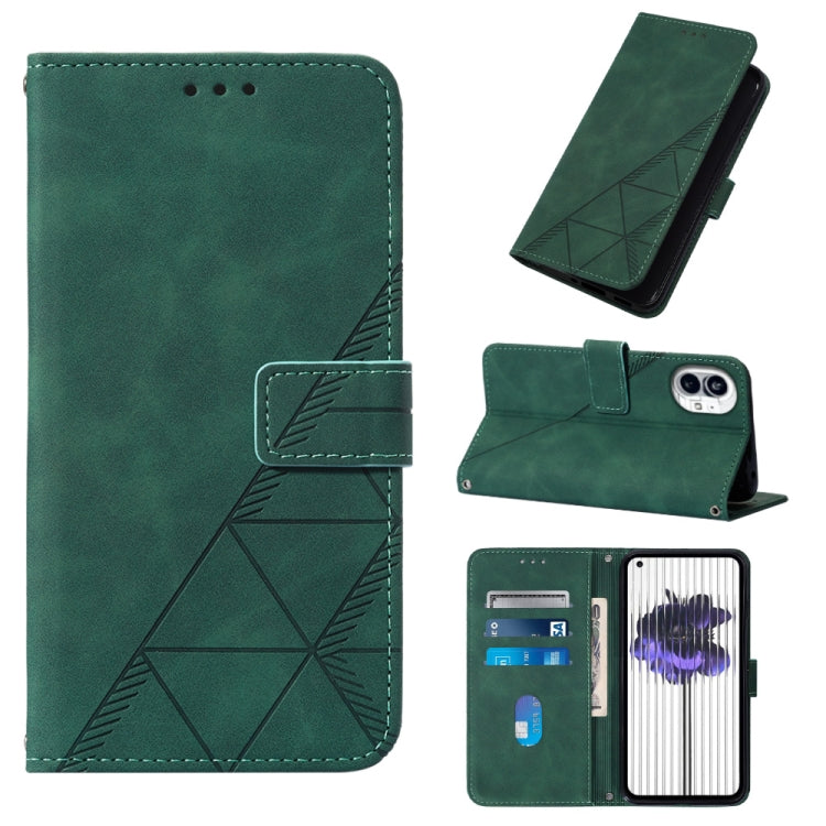For Nothing Phone 1 3D Embossed Flip Leather Phone Case(Dark Green) - Nothing Cases by buy2fix | Online Shopping UK | buy2fix
