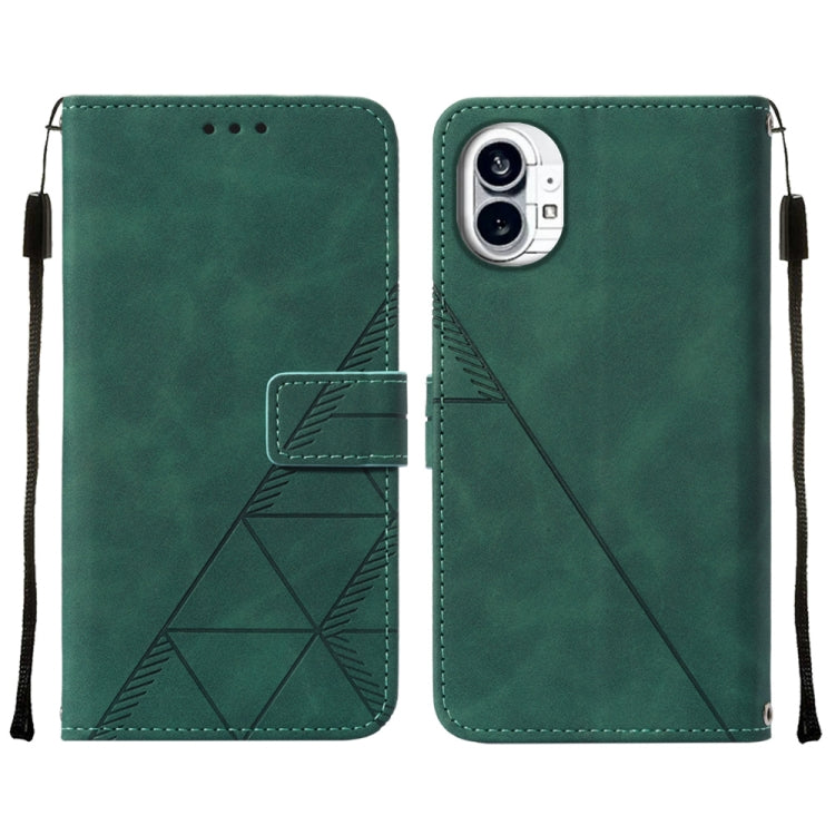 For Nothing Phone 1 3D Embossed Flip Leather Phone Case(Dark Green) - Nothing Cases by buy2fix | Online Shopping UK | buy2fix