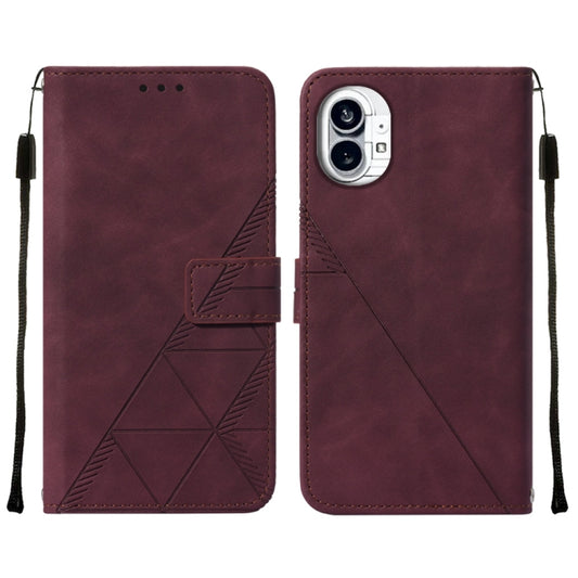 For Nothing Phone 1 3D Embossed Flip Leather Phone Case(Wine Red) - Nothing Cases by buy2fix | Online Shopping UK | buy2fix