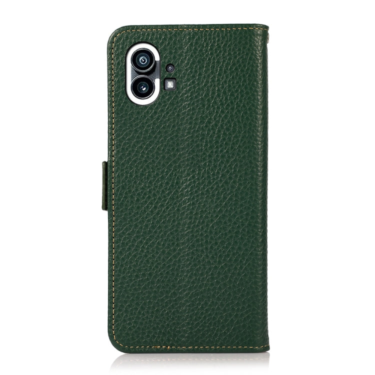 For Nothing Phone 1 KHAZNEH Side-Magnetic Litchi Genuine Leather RFID Phone Case(Green) - Nothing Cases by buy2fix | Online Shopping UK | buy2fix