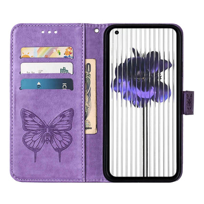 For Nothing Phone 1 Embossed Butterfly Leather Phone Case(Light Purple) - Nothing Cases by buy2fix | Online Shopping UK | buy2fix