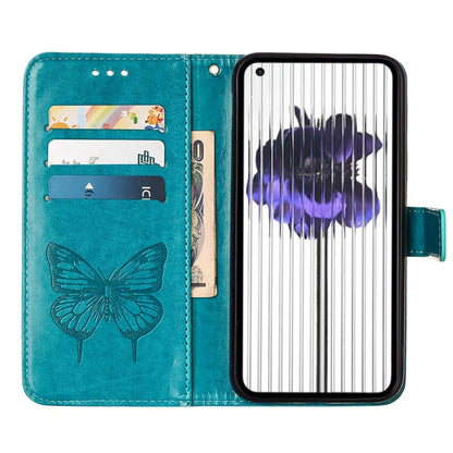 For Nothing Phone 1 Embossed Butterfly Leather Phone Case(Blue) - Nothing Cases by buy2fix | Online Shopping UK | buy2fix