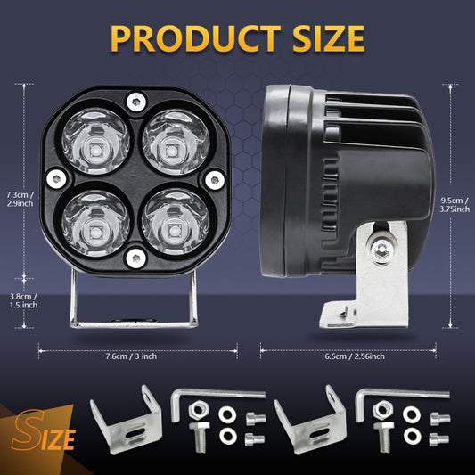 Car 3 inch 4LEDs Continuous Spotlight 20W / 2000LM / 6000K / DC9-80V(White Light) - Work Lights by buy2fix | Online Shopping UK | buy2fix