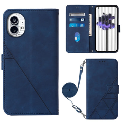 For Nothing Phone 1 Crossbody 3D Embossed Flip Leather Phone Case(Blue) - Nothing Cases by buy2fix | Online Shopping UK | buy2fix
