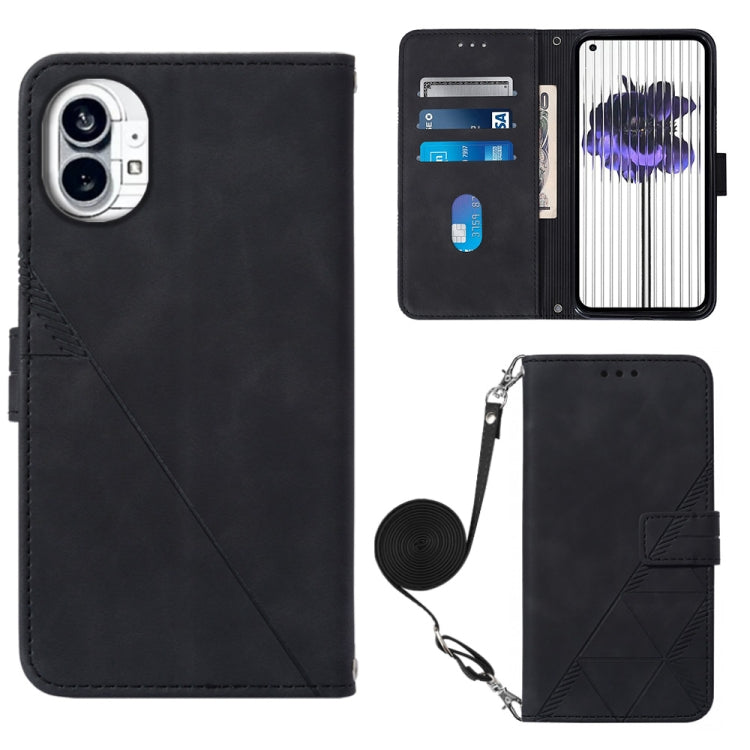 For Nothing Phone 1 Crossbody 3D Embossed Flip Leather Phone Case(Black) - Nothing Cases by buy2fix | Online Shopping UK | buy2fix