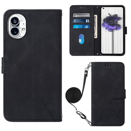For Nothing Phone 1 Crossbody 3D Embossed Flip Leather Phone Case(Black) - Nothing Cases by buy2fix | Online Shopping UK | buy2fix