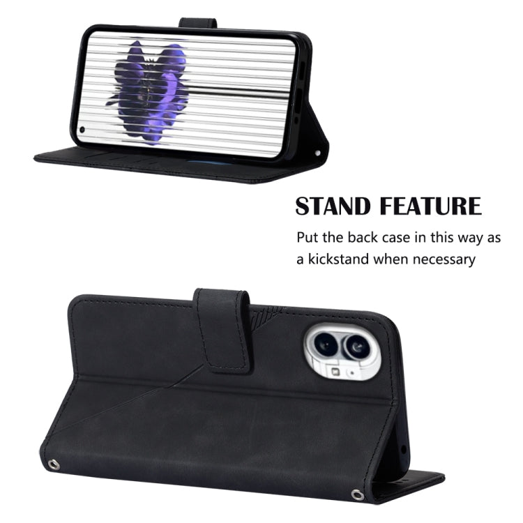 For Nothing Phone 1 Crossbody 3D Embossed Flip Leather Phone Case(Black) - Nothing Cases by buy2fix | Online Shopping UK | buy2fix