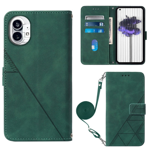 For Nothing Phone 1 Crossbody 3D Embossed Flip Leather Phone Case(Dark Green) - Nothing Cases by buy2fix | Online Shopping UK | buy2fix
