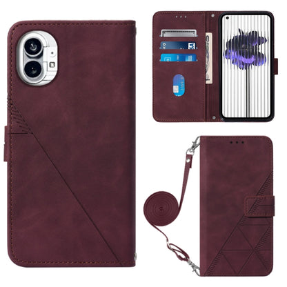 For Nothing Phone 1 Crossbody 3D Embossed Flip Leather Phone Case(Wine Red) - Nothing Cases by buy2fix | Online Shopping UK | buy2fix