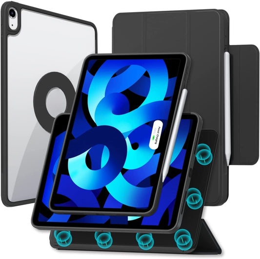 Trifold Magnetic Rotating Smart Case For iPad Air 2022 / 2020 10.9(Black) - iPad Air (2022) / (2020) 10.9 Cases by buy2fix | Online Shopping UK | buy2fix