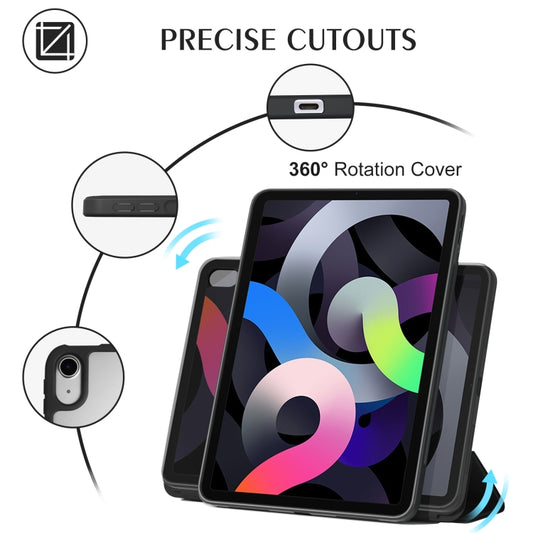 Trifold Magnetic Rotating Smart Case For iPad Air 2022 / 2020 10.9(Black) - iPad Air (2022) / (2020) 10.9 Cases by buy2fix | Online Shopping UK | buy2fix