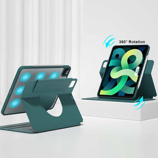 For iPad Pro 11 2022 / 2021 / 2020 / 2018 Front Stand Rotating Clear Back Smart Tablet Case(Night Green) - iPad Pro 11 (2022/2021) Cases by buy2fix | Online Shopping UK | buy2fix
