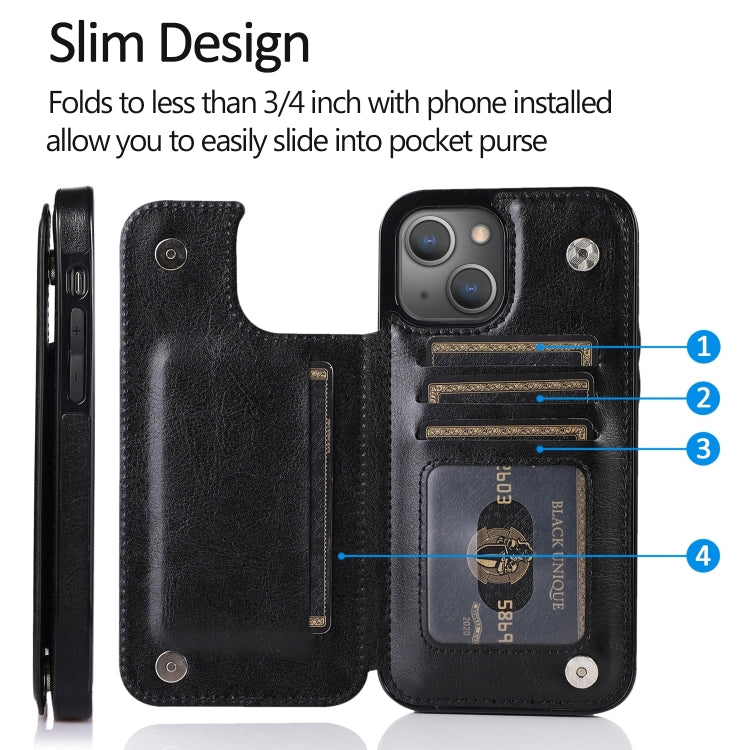 For iPhone 14 Plus Double Buckle Phone Case (Black) - iPhone 14 Plus Cases by buy2fix | Online Shopping UK | buy2fix