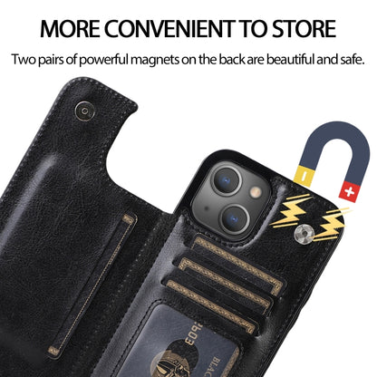 For iPhone 14 Plus Double Buckle Phone Case (Black) - iPhone 14 Plus Cases by buy2fix | Online Shopping UK | buy2fix