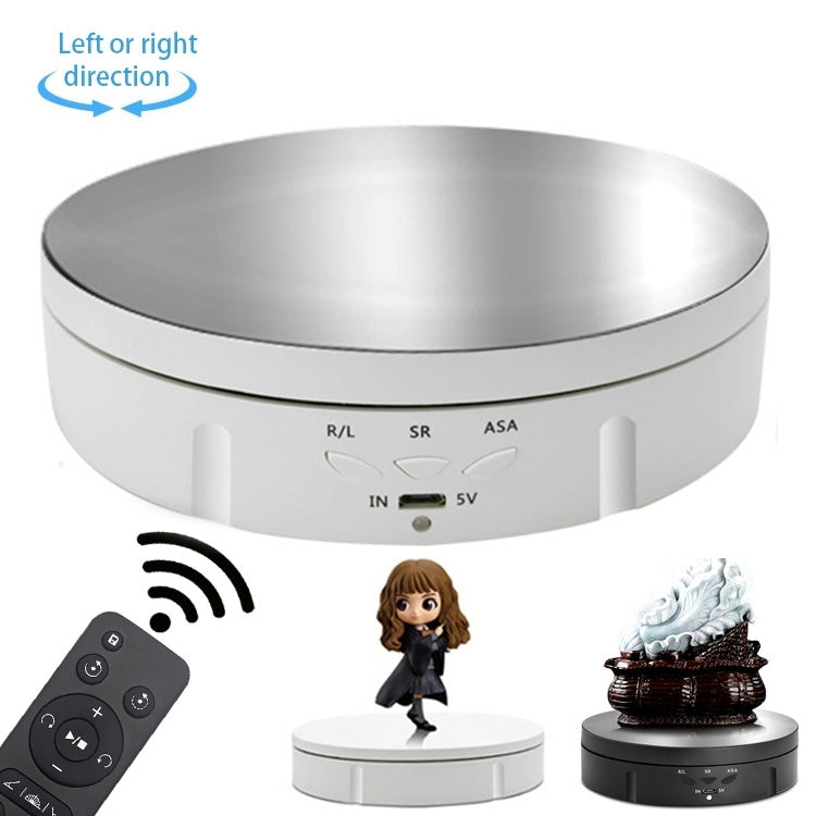 14.6cm Remote Mirror USB Electric Rotating Turntable Display Stand, Load: 10kg(White) by buy2fix