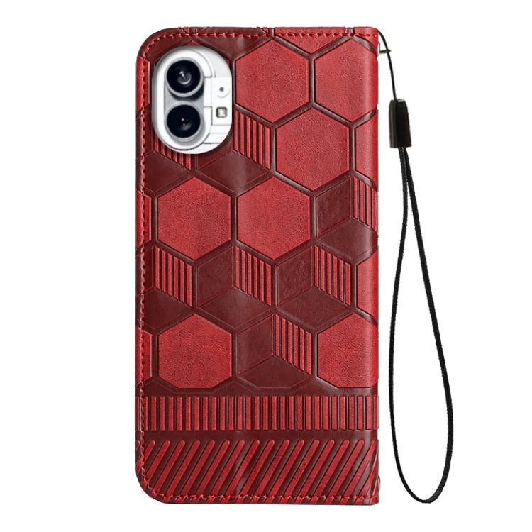 For Nothing Phone 1 Football Texture Magnetic Leather Flip Phone Case(Red) - Nothing Cases by buy2fix | Online Shopping UK | buy2fix
