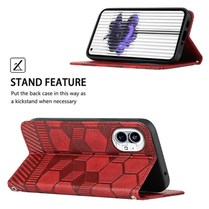 For Nothing Phone 1 Football Texture Magnetic Leather Flip Phone Case(Red) - Nothing Cases by buy2fix | Online Shopping UK | buy2fix
