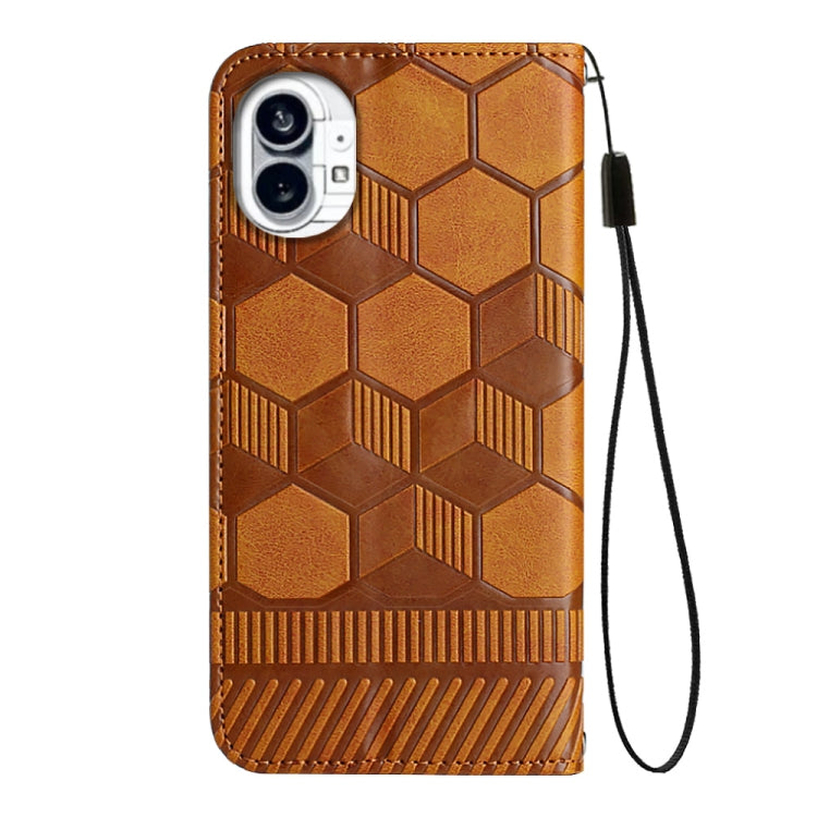 For Nothing Phone 1 Football Texture Magnetic Leather Flip Phone Case(Khaki) - Nothing Cases by buy2fix | Online Shopping UK | buy2fix