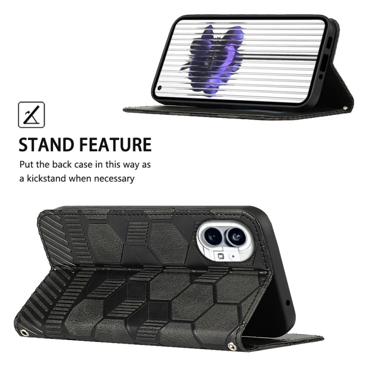 For Nothing Phone 1 Football Texture Magnetic Leather Flip Phone Case(Black) - Nothing Cases by buy2fix | Online Shopping UK | buy2fix