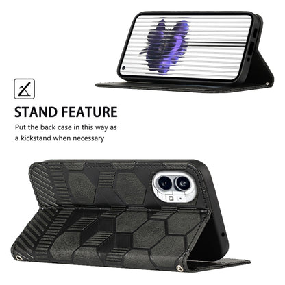 For Nothing Phone 1 Football Texture Magnetic Leather Flip Phone Case(Black) - Nothing Cases by buy2fix | Online Shopping UK | buy2fix