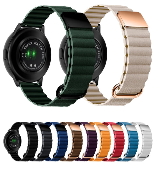 For Samsung Galaxy Watch3 41mm 20mm Magnetic Buckle Leather Watch Band(Crimson Cherry) - Watch Bands by buy2fix | Online Shopping UK | buy2fix