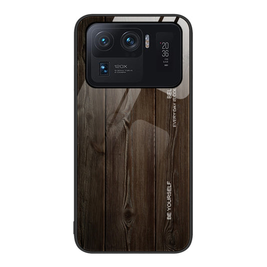 For Xiaomi Mi 11 Ultra Wood Grain Glass Protective Case(Black) - Xiaomi Cases by buy2fix | Online Shopping UK | buy2fix