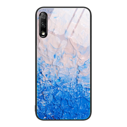 For Honor 9X Marble Pattern Glass Protective Phone Case(Ocean Waves) by buy2fix