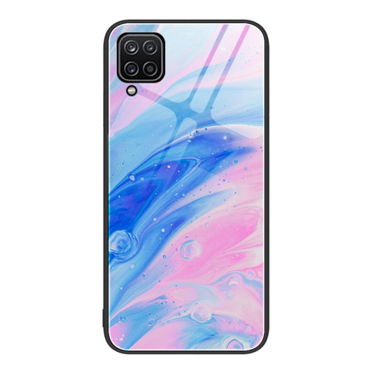 For Samsung Galaxy A12 5G Marble Pattern Glass Protective Phone Case(Pink) by buy2fix