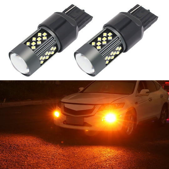 1 paire de feux antibrouillard LED continus pour voiture 7440 12V 7W (lumière orange)