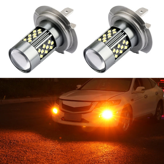 1 paire de feux antibrouillard LED continus H7 12V 7W pour voiture (lumière orange)