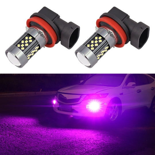 1 paire de feux antibrouillard LED continus H11 12V 7W pour voiture (lumière violette)