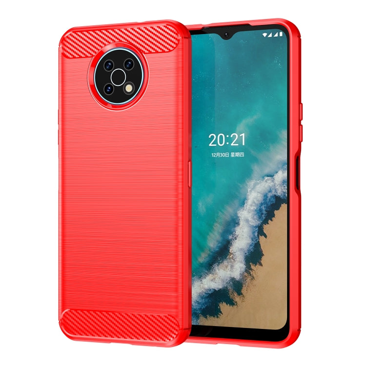 For Nokia G50 Brushed Texture Carbon Fiber TPU Phone Case(Red) by buy2fix