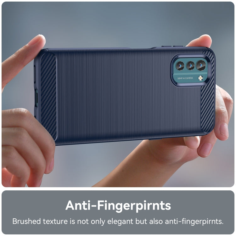 For Nokia G21 Brushed Texture Carbon Fiber TPU Phone Case(Blue) - Nokia Cases by buy2fix | Online Shopping UK | buy2fix